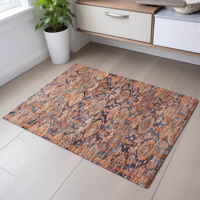 Premium Washable Super Soft Vintage Farmhouse Mayfield Rug - Terracotta - 1'8" x 2'6"