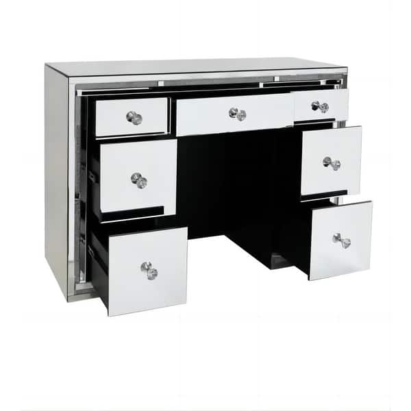 7 drawer classic mirrored dressing table Amazon.com: ENSTVER Vintage Vanity Desk with Mirror and Lights, Tri-Folding Mirrors, 6 Organization 7 Drawers Makeup Dress Vanity Table with Cushioned Stool-White : Home & Kitchen