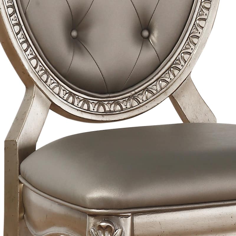 Grey and Antique Silver Tufted Back Side Chairs (Set of 2) - Grey