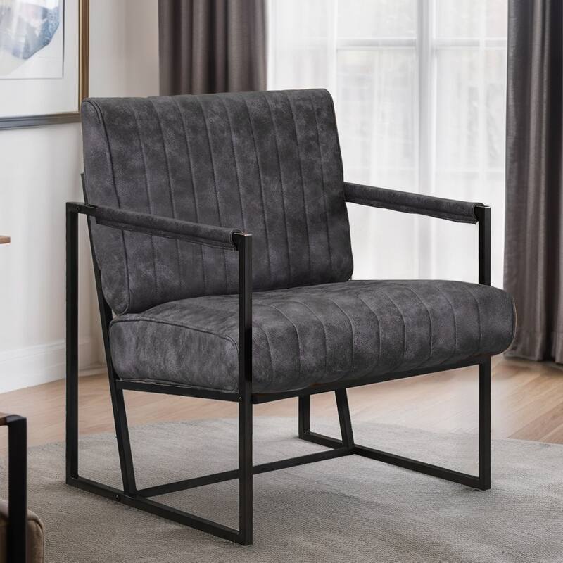 Upholstered Accent Chair with Wide Large Backrest and Thick Cushion, Reading Chair for Living Room