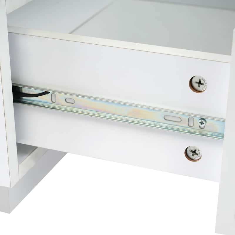 Luxury TV Stand with High Gloss Faux Marble Top for TVs Up to 78'', Rectangle Media Console with Golden Panel.