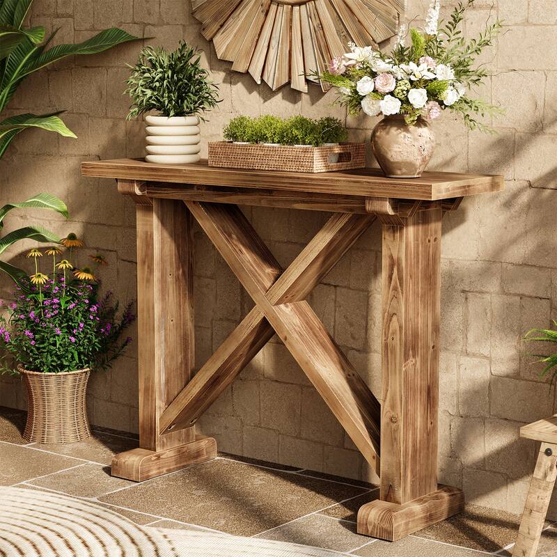 Solid Wood Narrow Entryway Console Table