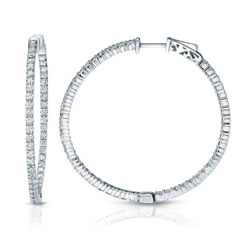 Auriya 14k Gold 2ctw Medium Trellis Style Diamond Hoop Earrings - 1.41-inch