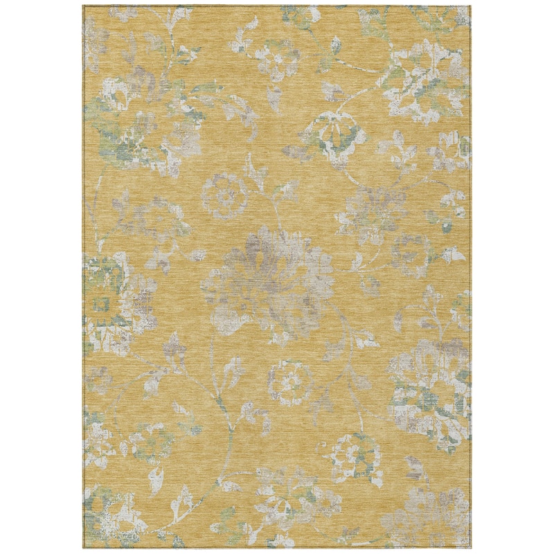 Machine Washable Indoor/ Outdoor Chantille Modern Floral Rug