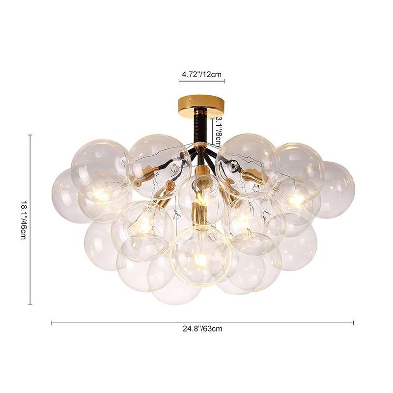 Contemporary Clear Glass Globe Bubble Semi Flush Mount