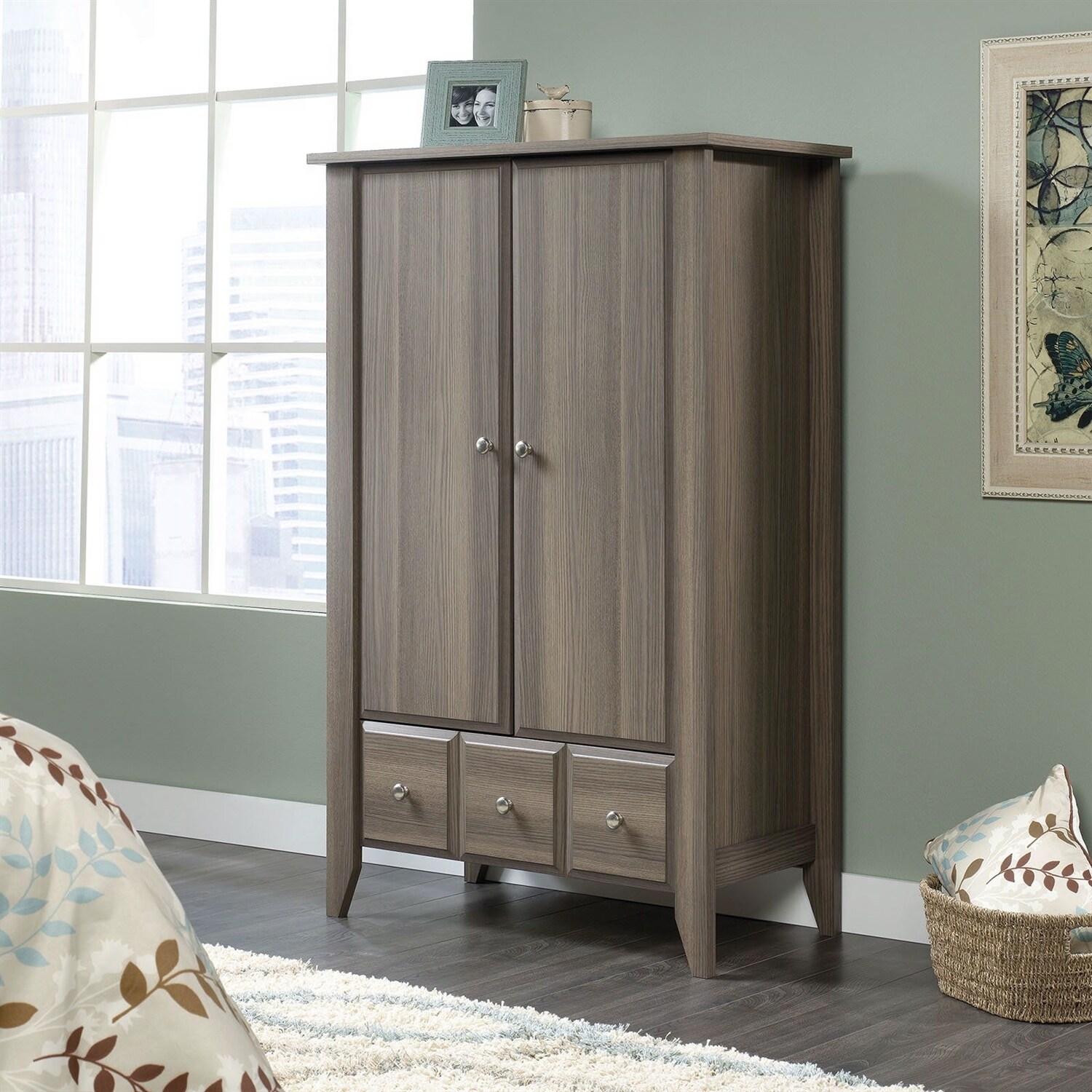 Shop Bedroom Wardrobe Armoire Storage Cabinet In Ash Wood Finish