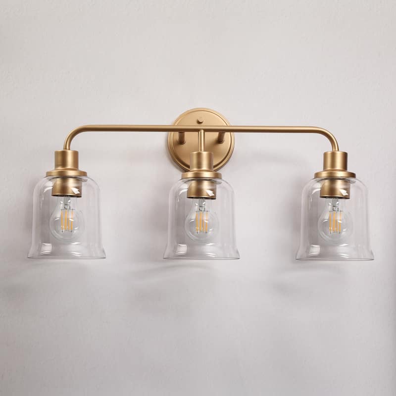 Modern Gold 3-Light Glass Bathroom Vanity light Bell Wall Sconces - W22.8" * L10.8"