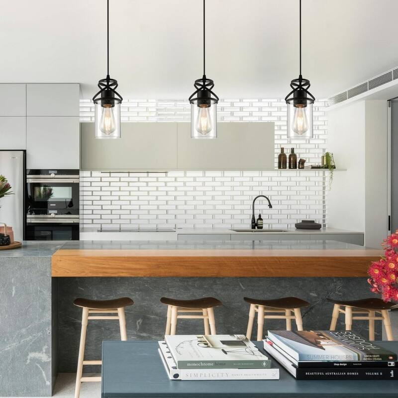 E26 socket hanging light black island lights glass, metal pendant lighting