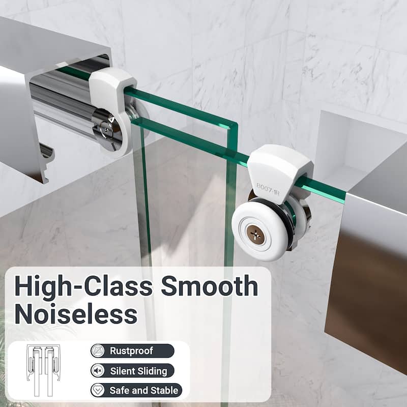 GDFStudio - Modern Minimalist Semi-Frameless Double Sliding Shower Door with 1/4" SGCC Tempered Glass & Stainless Steel Handle