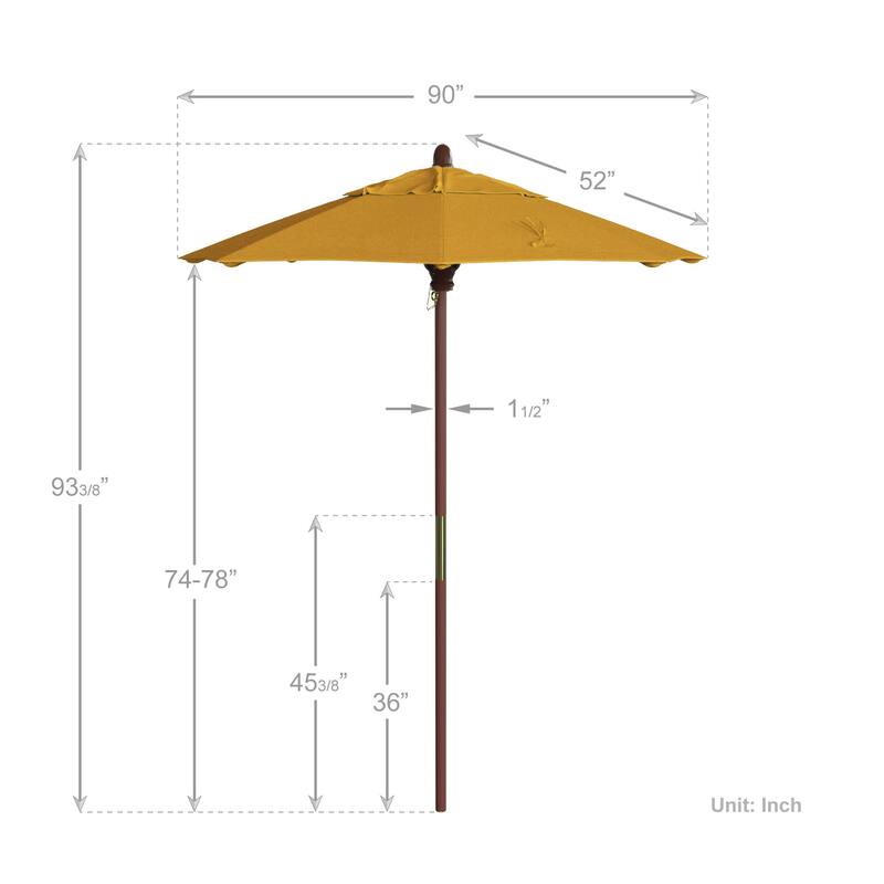 California Umbrella 7.5' Round Marenti Wood Frame Patio Umbrella with Pacifica Fabric, Base Not Included