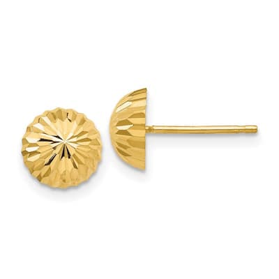 Curata 14k Yellow Gold Sparkle-Cut 8mm Domed Post Earrings