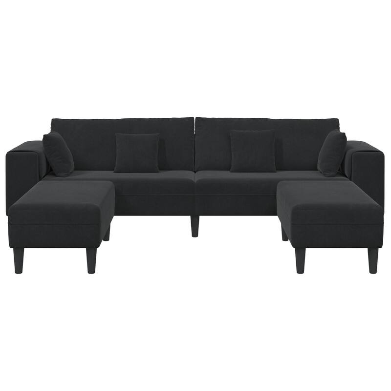 vidaXL Velvet Sofa with Cushion with Pillow Black/Dark Grey 208 cm Velvet