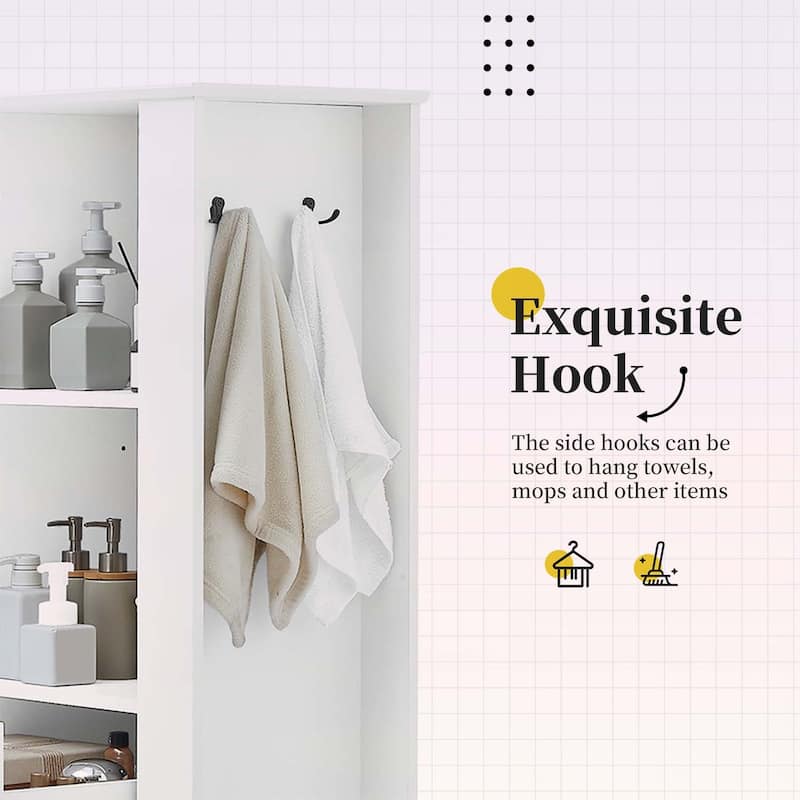 Modern Tall Storage Cabinet with Tilt-Out Compartment,Adjustable Shelves,for Bathroom & Home Organization