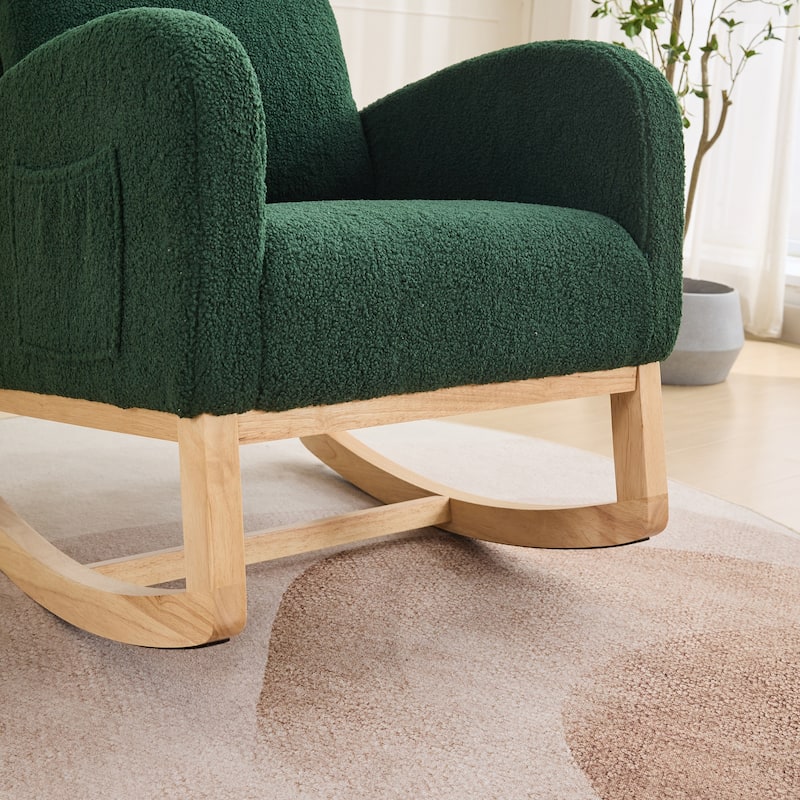 27.2"W Upholstered Rocking Accent Armchair with Side Pocket