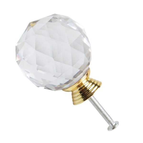 40mm Dia Crystal Knobs Aluminum Alloy Base Round Shape Knob Drawer Pull Handle Cabinet Cupboard Wardrobe Dresser Decorative