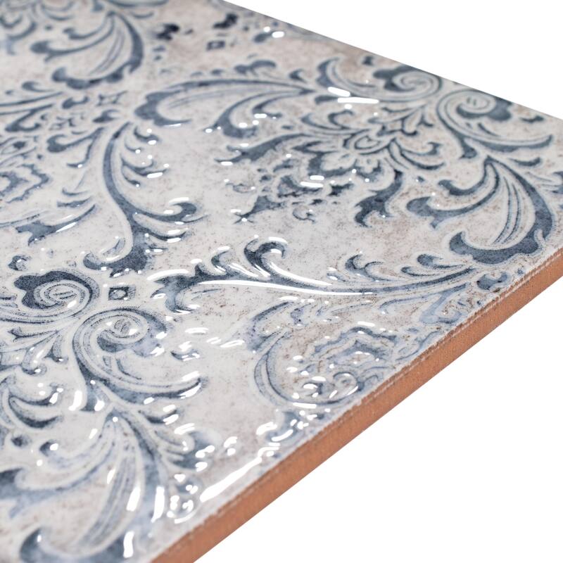 Merola Tile Milano Decor Daman Azul 7-7/8" x 7-7/8" Ceramic Wall Tile