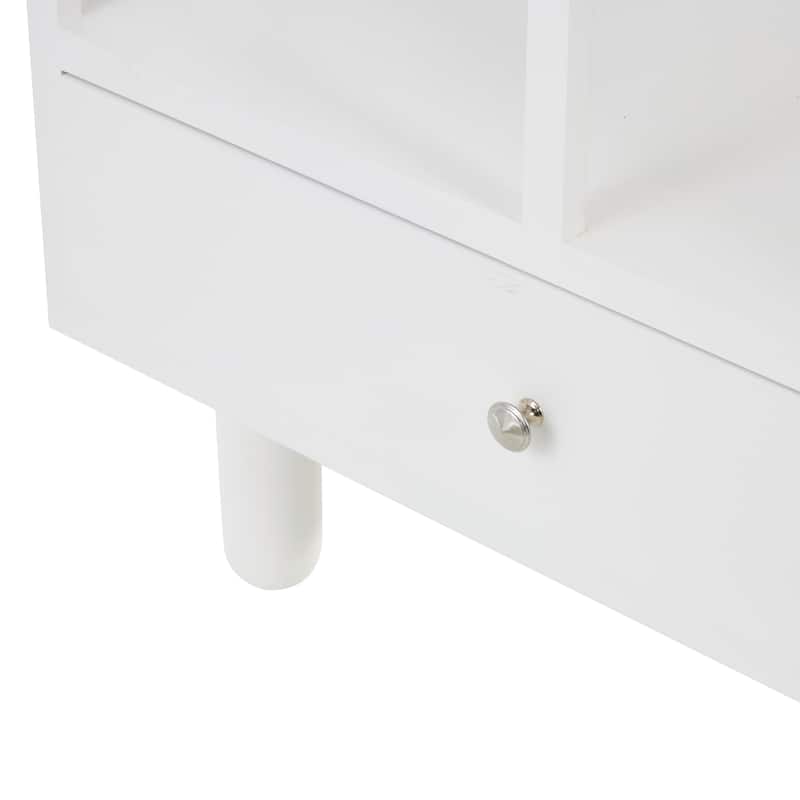 Wooden Geometric Handmade 6 or 4 Shelf Console Table - White - Roche River Decor