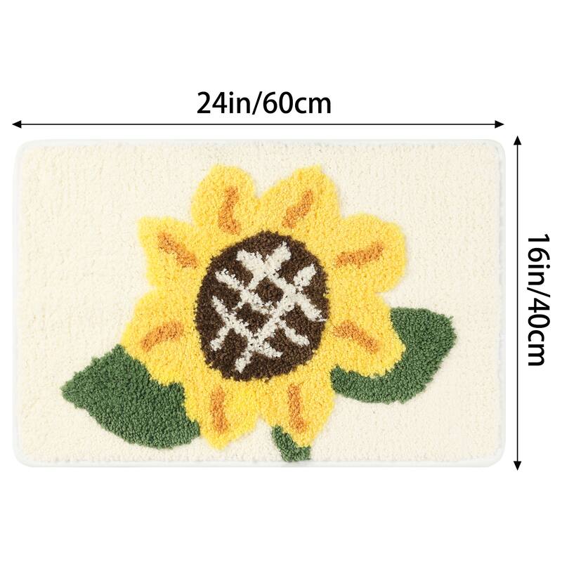 Bathroom Rug, Soft Sunflower Pattern Bath Mat for Bathroom No Slip and Absorbent Rugs Floor Mat