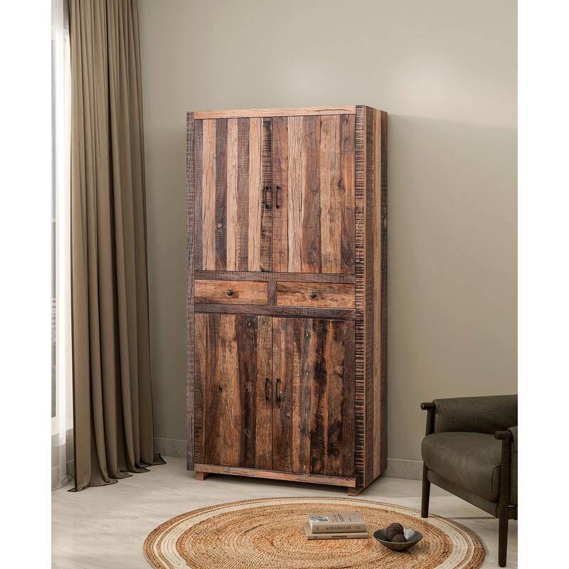 Wooden Almirah w/4 Doors and 2 Drawers