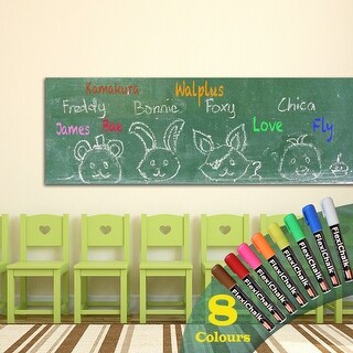 Walplus Greenboard Wall Stickers 79 inches Peel & Stick Home Decor with Flexichalk Marker Bright Color Liquid Chalks Pen