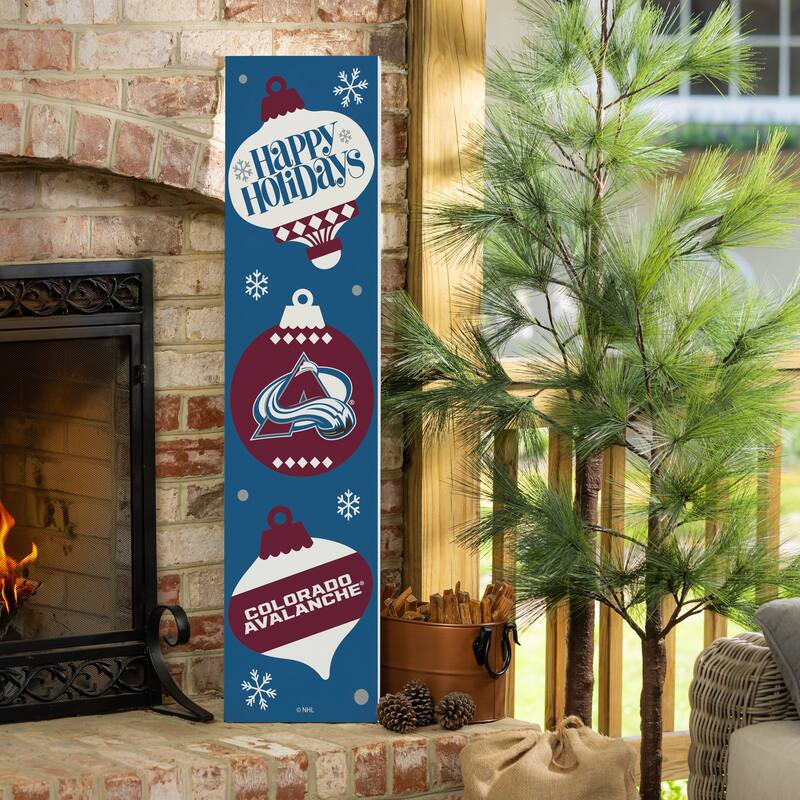 47" Double Sided Seasonal Porch Leaner, Colorado Avalanche - 47" x 11.25" - Christmas
