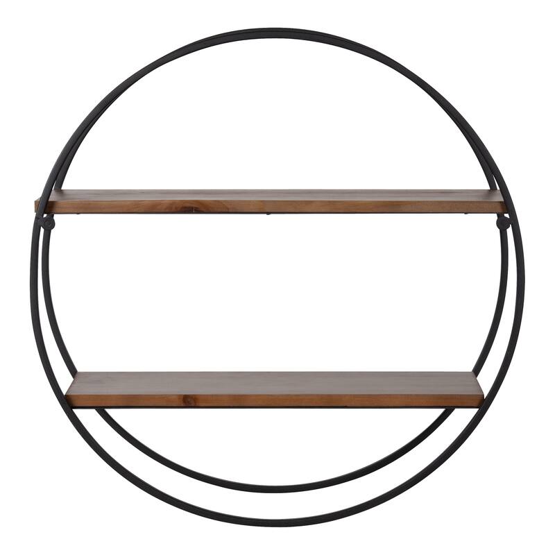 Kate and Laurel Sequoia Round Metal Wall Shelf