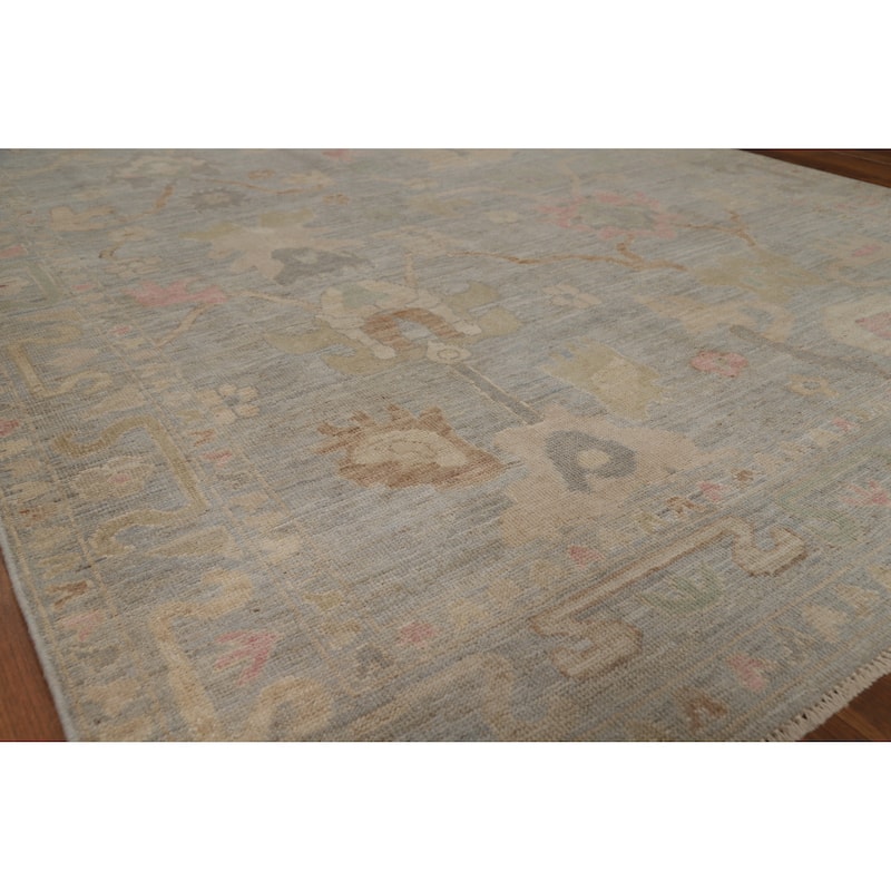 Oushak Turkish Area Rug Handmade Vegetable Dye Grey Wool Carpet - 5'11"x 9'1" - 5'11"x 9'1" - Grey