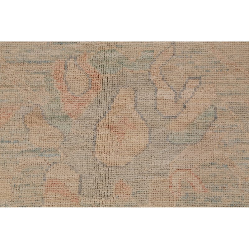 Hand Knotted Oriental 100% Wool Carpet Transitional All-Over Navy Blue & Blues Oushak Area Rug - 12' 2'' X 9' 6''