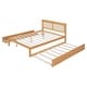 preview thumbnail 14 of 17, Rattan Bed Frame, Storage Bed Frame with Lighted Headboard and Sockets, Led Light Bed with Trundle Beds and 2 Drawers