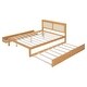 preview thumbnail 12 of 15, Wooden Queen Storage Platform Bedframe w/ Rattan Headboard & Sockets