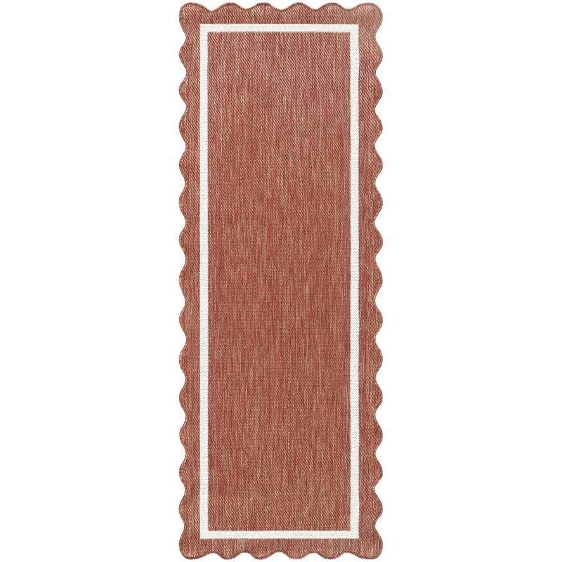 Livabliss Miami Beach Traditional Indoor / Outdoor Area Rug - Burnt Orange - 2'7" x 7'3"