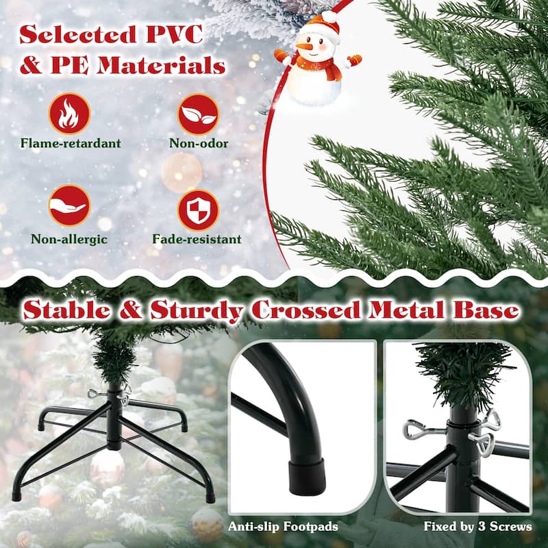 Gymax 6 ft pre-lit artificial Christmas tree artificial hinged