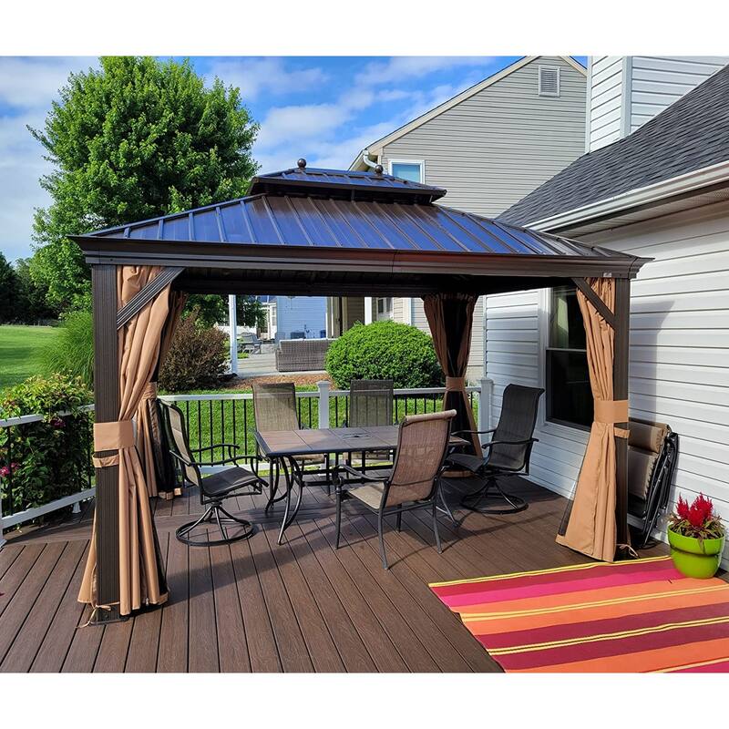 PURPLE LEAF Outdoor Gazebo Aluminum Frame Galvanized Steel Hardtop Gazebo