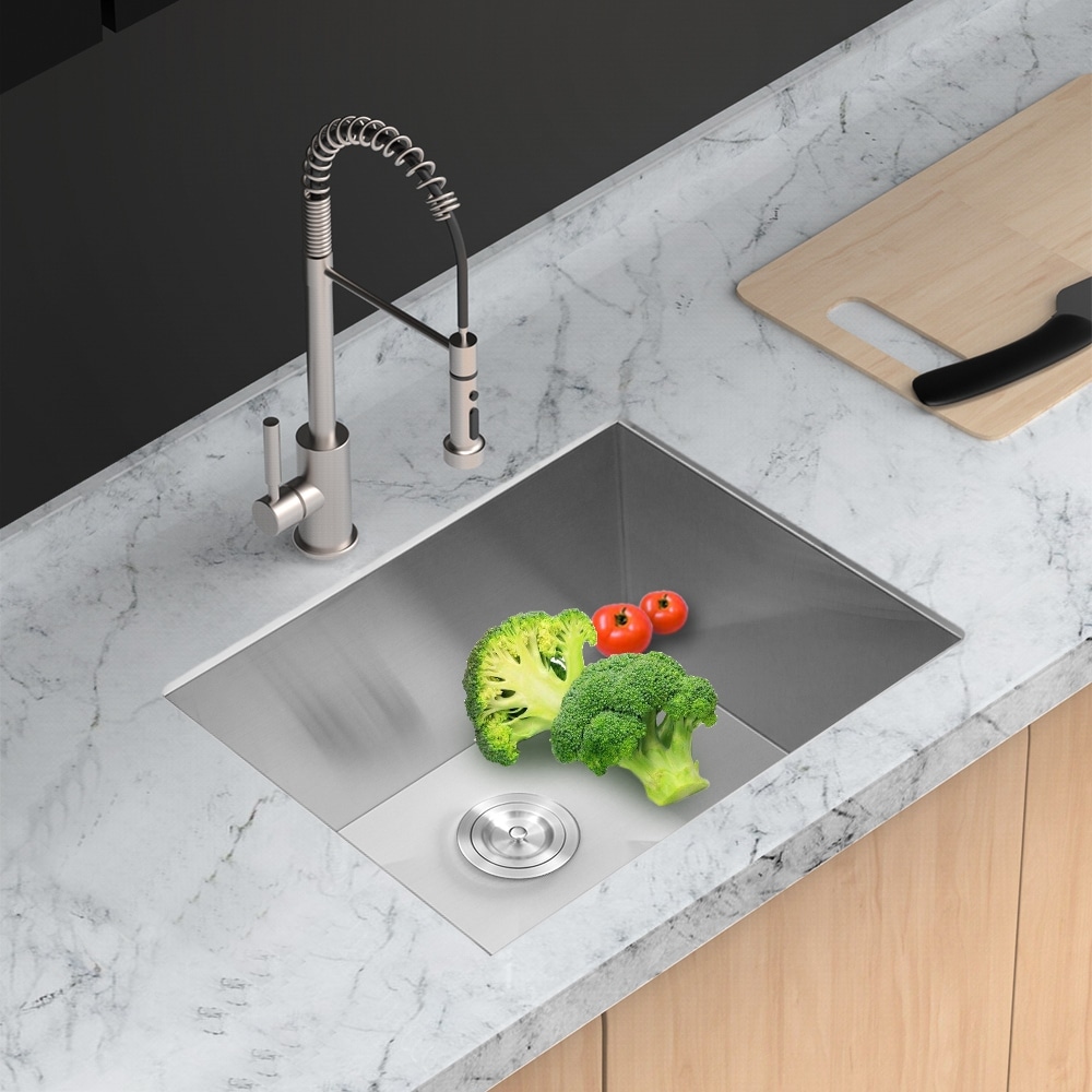 Undermount 16 Gauge Single Bowl Stainless Steel Kitchen Sink in Brushed Nickel - Brushed Nickel