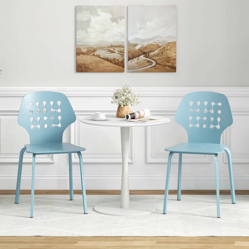 Costway Metal Dining Chair Set of 4 Armless Kitchen Hollowed Backrest - See Details