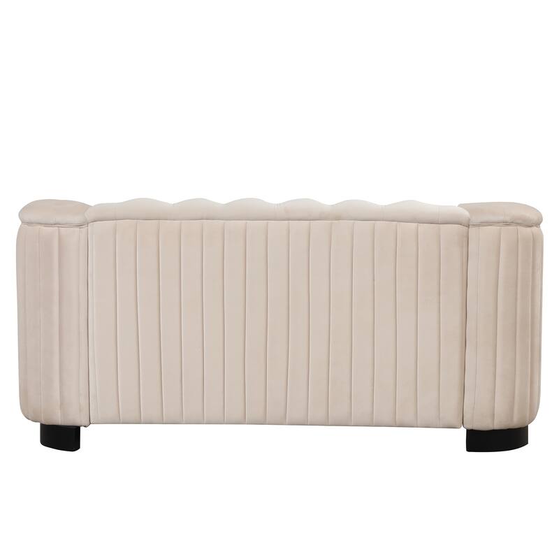 64.3" Velvet 2-Seat Sofa with Wood Frame & Ergonomic Backrest
