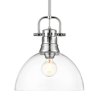 Yep by Golden Lighting Duncan 1-light 14in rod hung Pendant in Chrome and Clear Glass