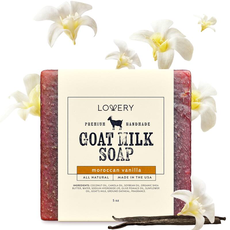Lovery Handmade Goat Milk Soap Made in USA with Shea Butter - Moroccan Vanilla Scent - Goats Milk Soap Bar, Single