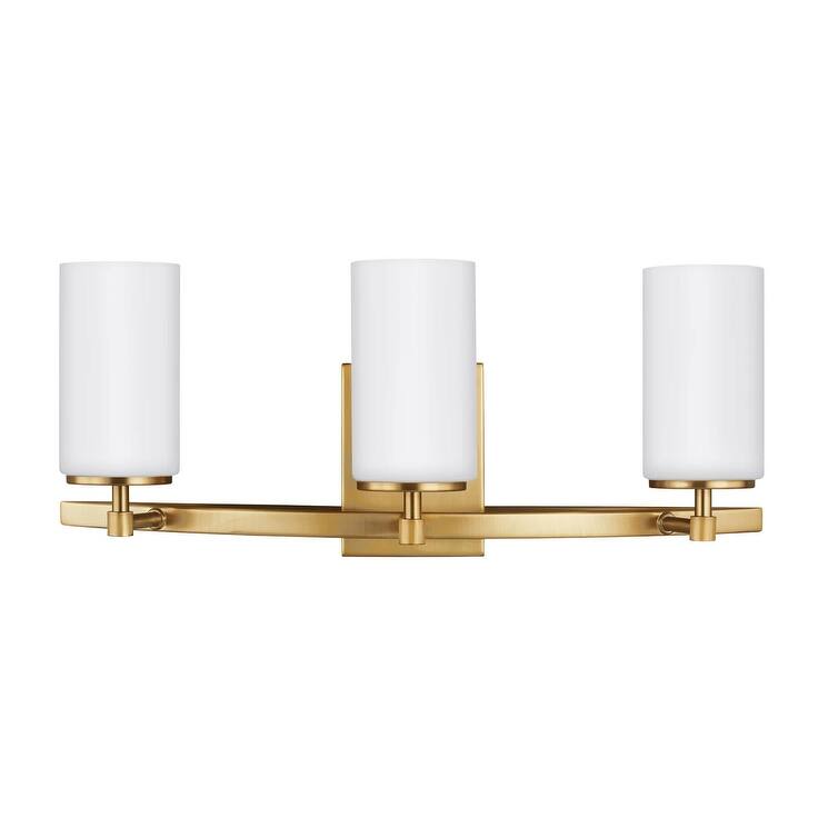 Bellevue Kenney 3 Light 22" Wide Vanity Light with Etched Glass Shade - Satin Bronze