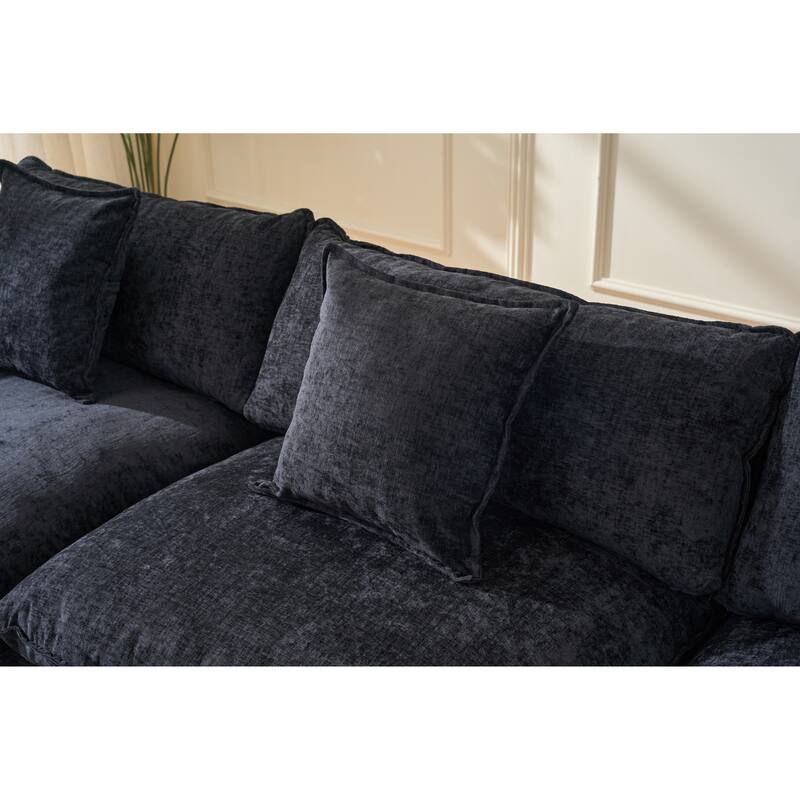 39.4" Modern Accent Chair with Ottoman, Living Room Club Chair Chenille Upholstered Armchair, Reading Chair for Bedroom