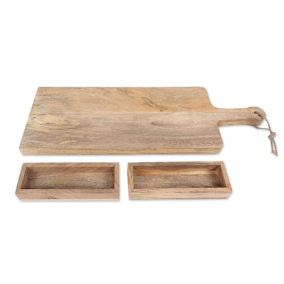 Novica Handmade Rustic Beauty Wood Serving Board And Trays (Set Of 3)