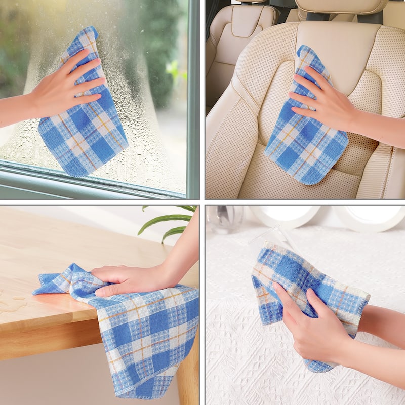Kitchen Dish Cloths for Washing Cleaning Absorbent Dish Rags Drying Dish Towels - Blue -6 Pack - Set of 6