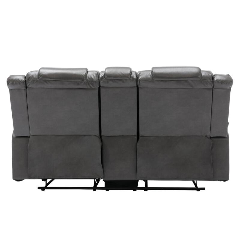 2 Seater Home Theater Recliner Manual Recliner Chair with a Storage Box and Two Cup Holders for Living Room,Bedroom