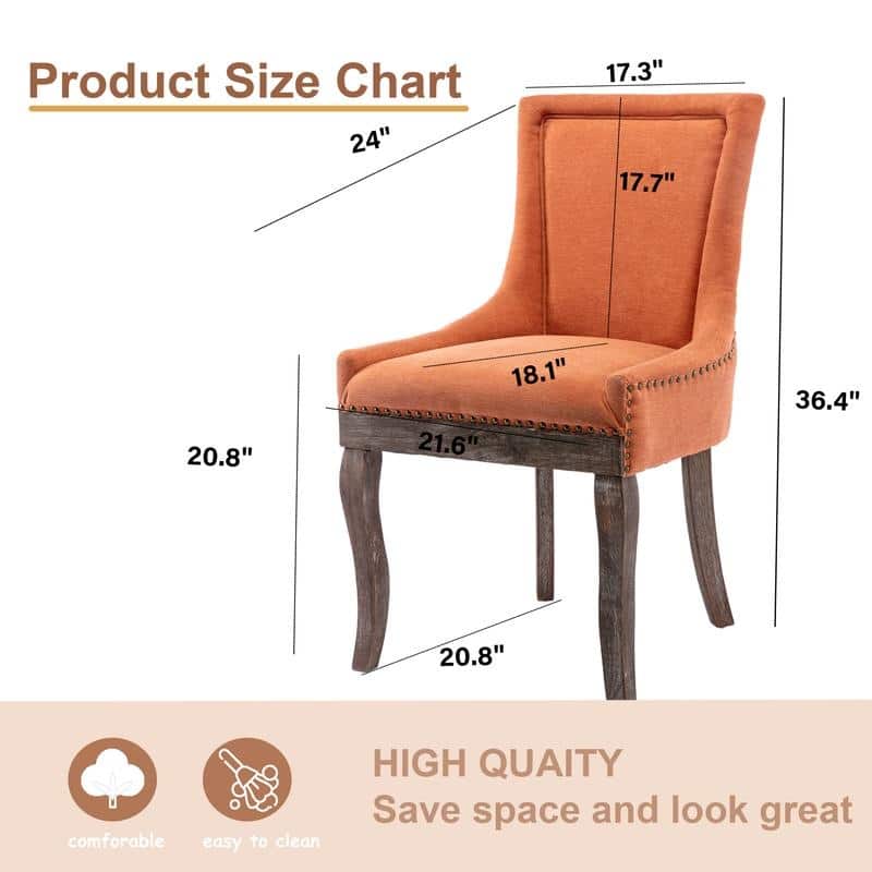 Thickened Side Dining Chair with Solid Wood Legs Set of 4