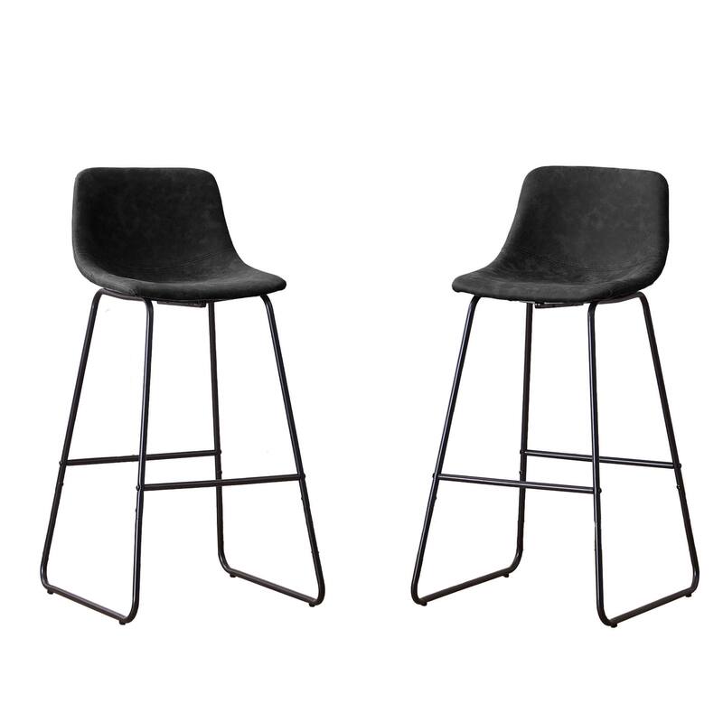 FERPIT Faux Shearling Counter Height Bar Stools Set of 2, Upholstered Bar Stools with Footrest