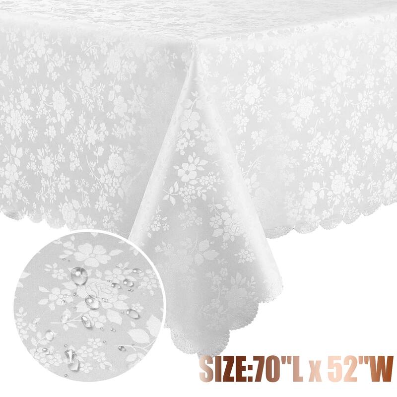 Waterproof Wipeable Vinyl Tablecloth,Rectangle Heavy Duty Table Cloth,70"L x 52"W