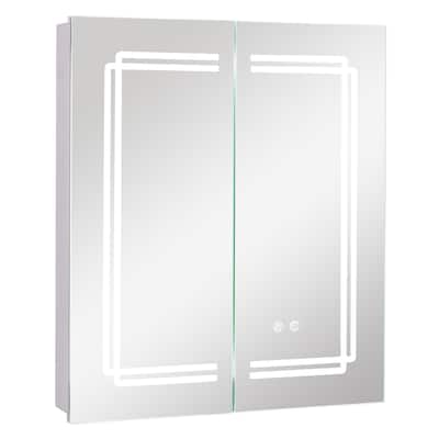 Gymax 23.5 x 27.5 Inch Bathroom Medicine Cabinet w/ Mirror LED Lighted