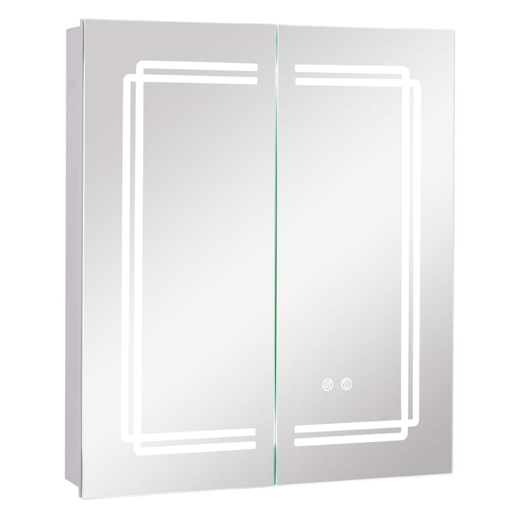 Gymax 23.5 x 27.5 Inch Bathroom Medicine Cabinet w/ Mirror LED Lighted