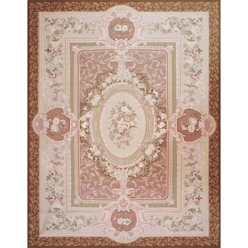Pasargad Home Abusson Hand-Knotted Wool L.Brown Area Rug - 9' 2" X 11' 10'' - 9' 2" X 11' 10''
