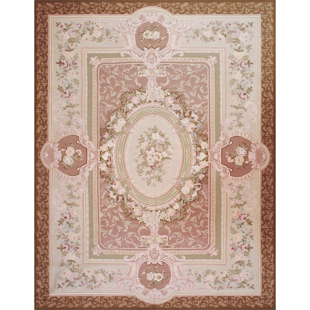 Pasargad Home Abusson Hand-Knotted Wool L.Brown Area Rug - 9' 2" X 11' 10''